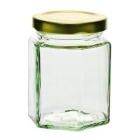 Pot hexagonal, 196 ml avec couvercle à vis dor