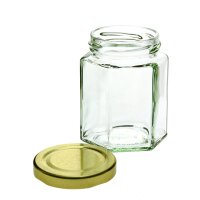 Pot hexagonal, 196 ml avec couvercle à vis dor