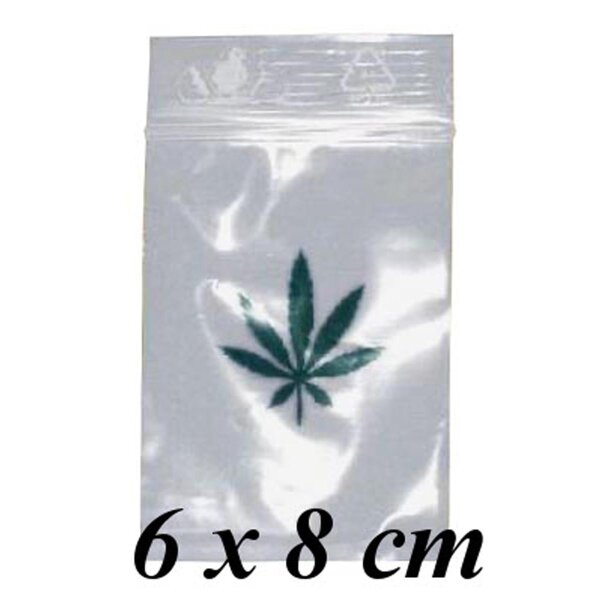Sachets fermeture zip feuille de chanvre - 6x8cm