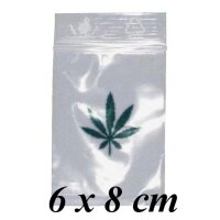 Sachets fermeture zip feuille de chanvre - 6x8cm