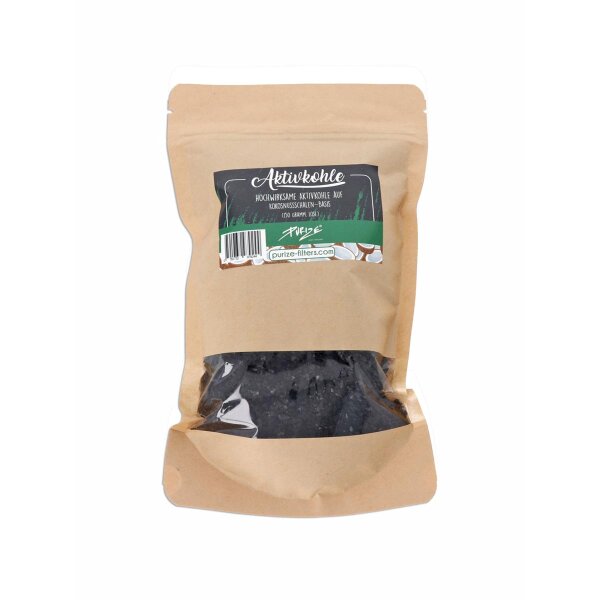 Coques de noix de coco PURIZE® - charbon actif, en vrac - 150g