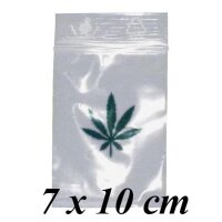 Sachets fermeture zip feuille de chanvre - 7x10cm