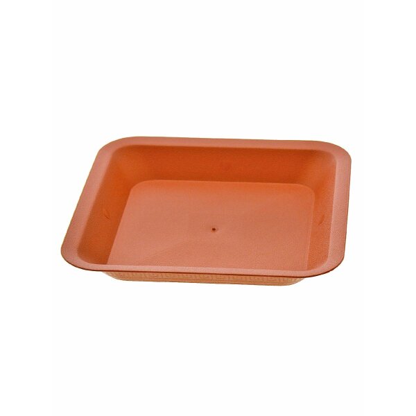 Soucoupe carrée pour pot de fleur, terre cuite, 25 x 25 cm