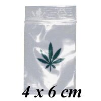 Sachets fermeture zip feuille de chanvre - 4x6cm