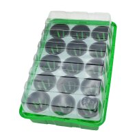 Mini serre "James" (36 x 22 x 13 cm) + plaque de culture + 15 Pots en plastique (6 cm Ø)